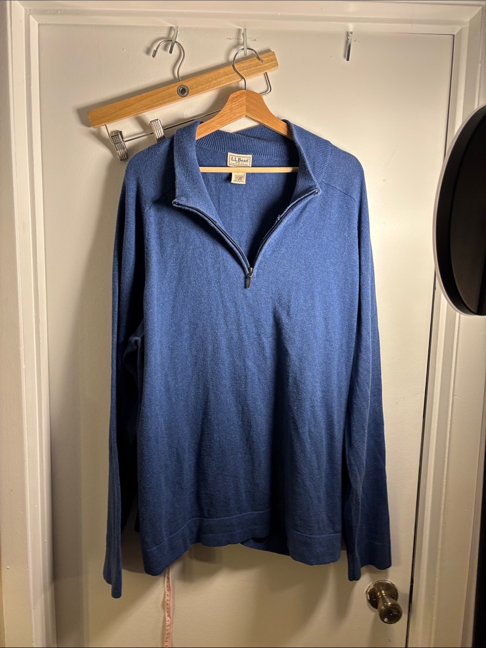 L.L. Bean Men’s Indigo Blue Quarter-Zip Pullover Cotton-Cashmere blend